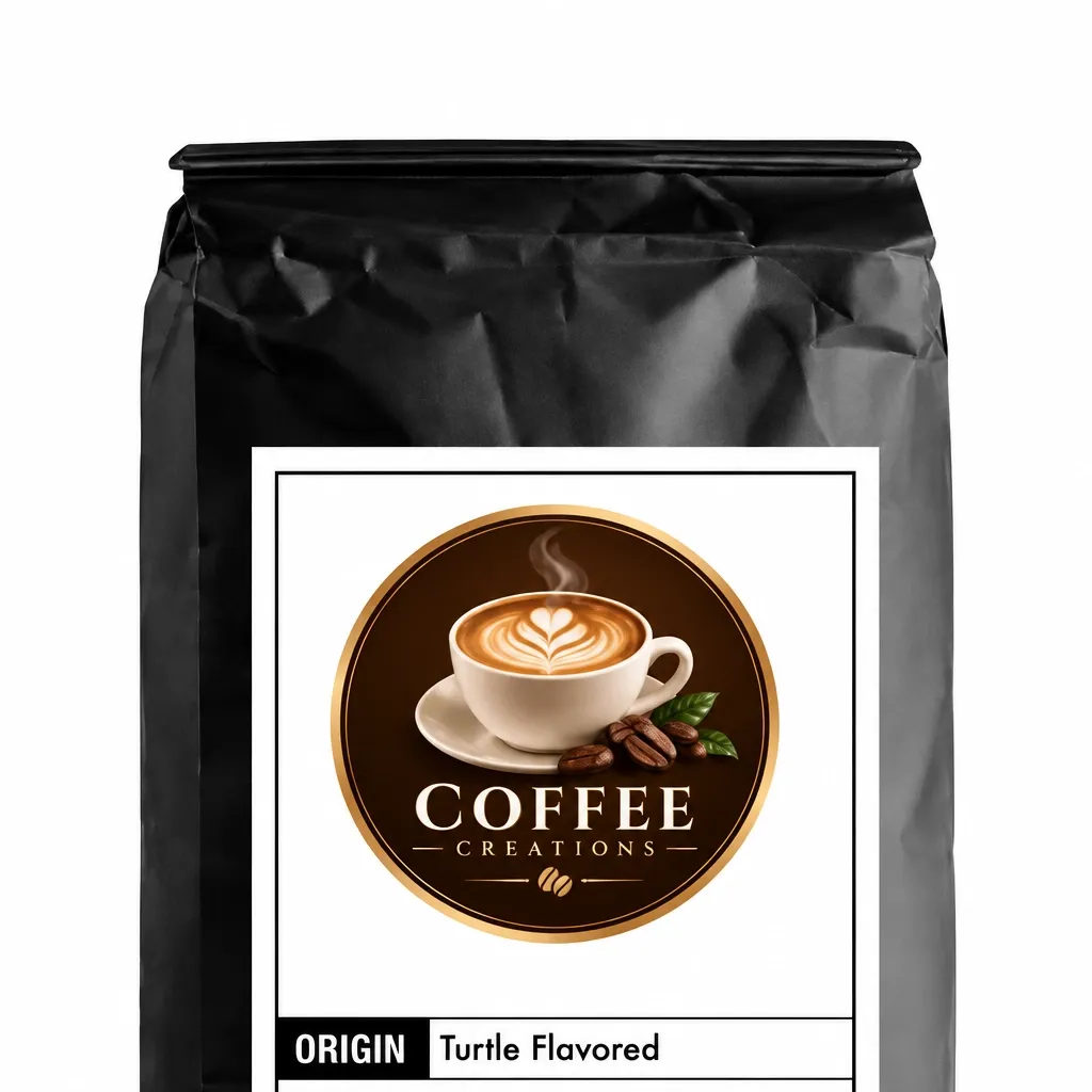 Turtle Coffee Creations bag with cropped label